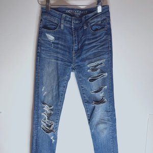 American Eagle Super Stretch X Hi-Rise Jegging Legging Distressed Size 00